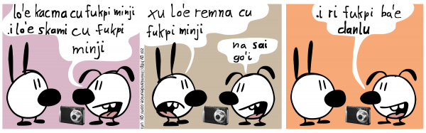 ni'o pamai la .iuNIZ. cusku lu lo'e kacma cu fukpi minji .i lo'e skami cu fukpi minji li'u .i remai la mimis. cusku lu xo lo'e remna cu fukpi minji li'u .i .ibu cusku lu na sai go'i to'isa'a cimai toi .i ri fukpi ba'e danlu li'u